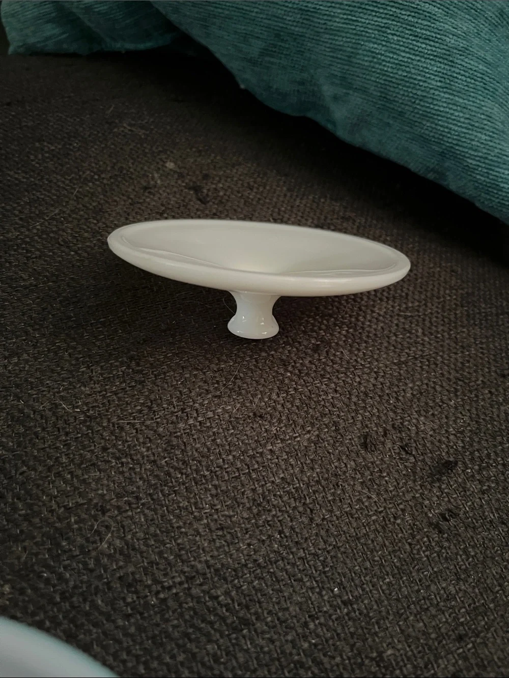 Vintage Pyrex White Milk Glass Sugar Bowl with Turquoise Rims